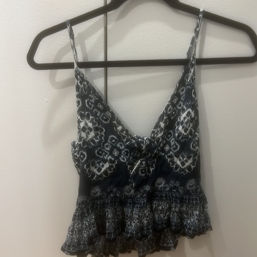 Turquoise cutout tank top